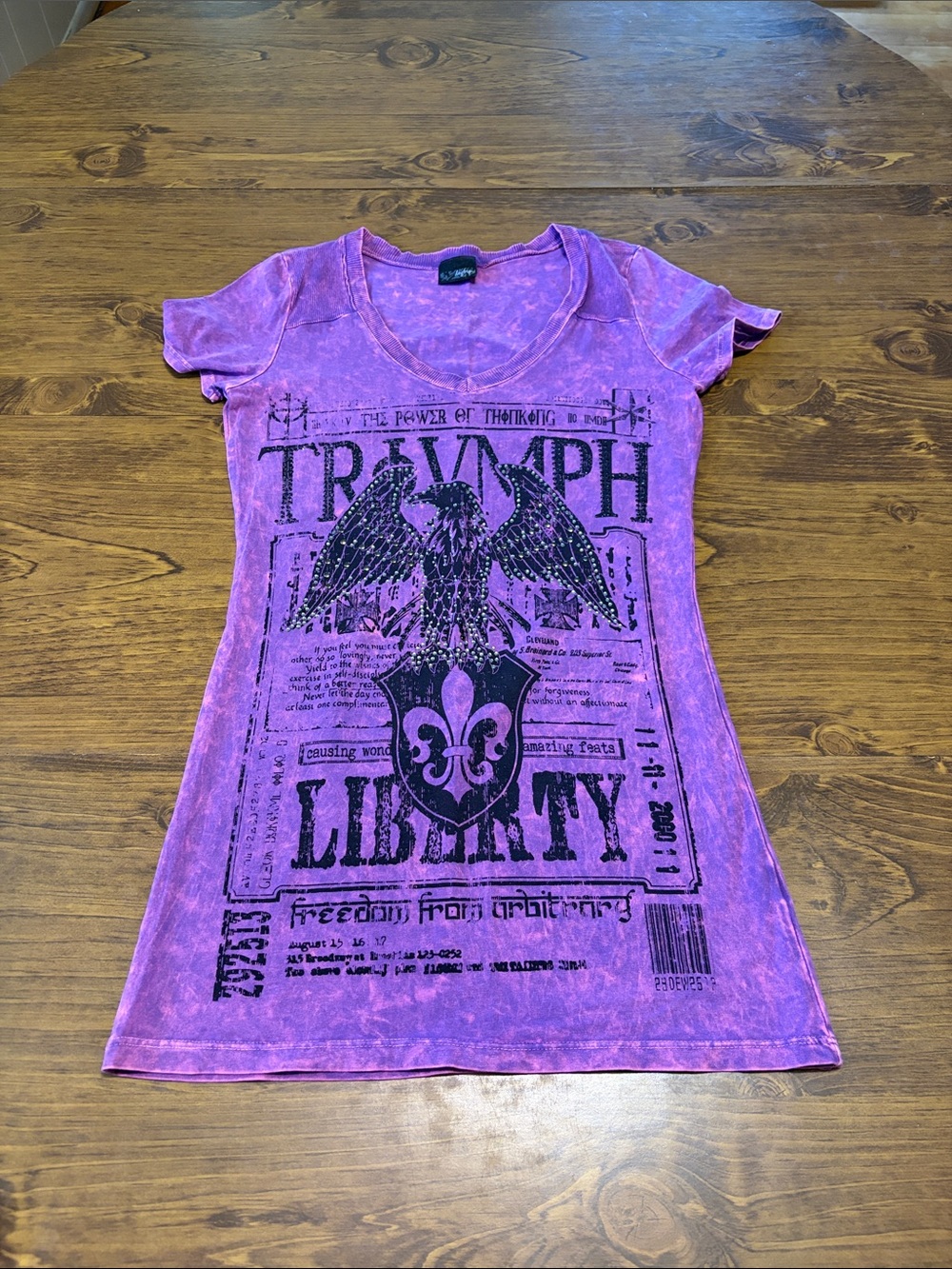 Daytrip Purple Graphic Scoop Neck Tee with Black Crest